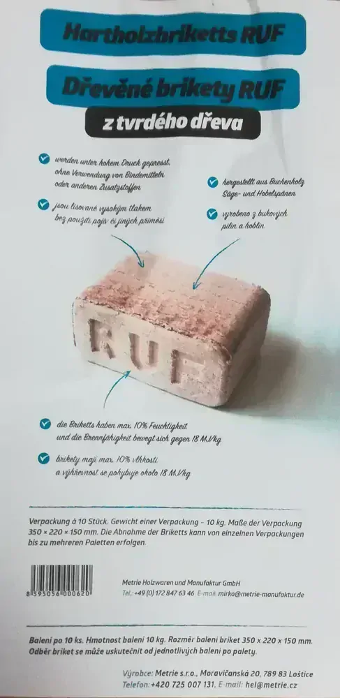 Brikety RUF buk - paleta 800 kg 